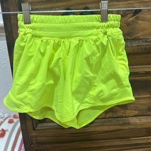Lululemon shorts!! Color electric lemon! size 0 4”